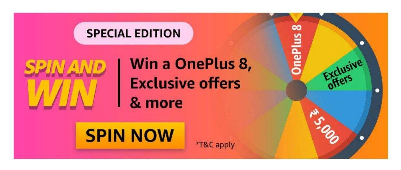 Amazon Special Edition Spin And Win Quiz - Win OnePlus 8 And Many More Prizes 1 Amazon Special Edition Spin And Win Quiz