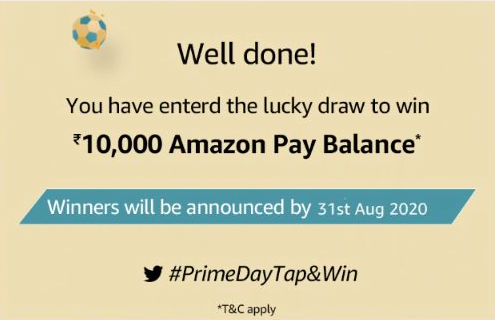 Amazon Tap and Win Quiz Answers - Win Free Mi Laptop & Rs.10000 Pay Balance 2 Amazon Prime Day Special Tap and Win Quiz Answers