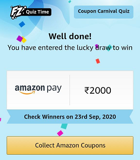 Amazon Coupon Carnival Quiz Answers