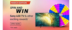 Amazon March Edition Spin and Win Quiz Answers - Win Sony LED TV