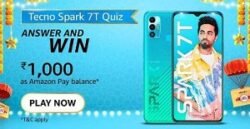 Amazon Techno Spark 7T Quiz Answers Today