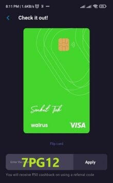 Walrus App Order Debit Card