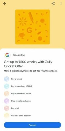 GPay Gully Cricket Offer