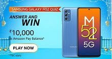 Amazon Samsung Galaxy M52 5G Quiz Answers Today