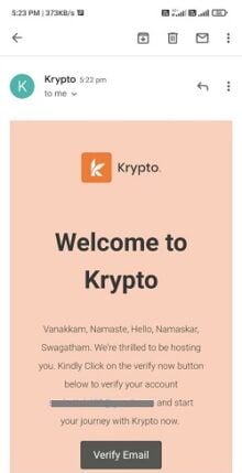 Krypto app mail verify