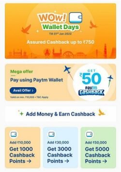Paytm Wow Wallet Days Add Money Offer