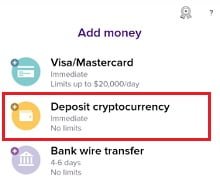 abra app deposit crypto