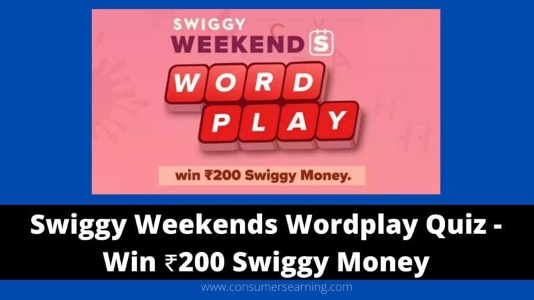 Swiggy Weekends Wordplay Quiz Answer Today