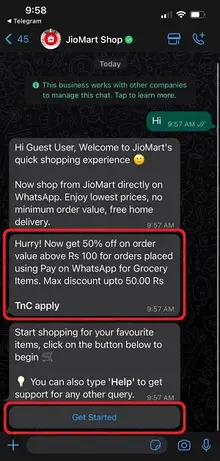 JioMart Whatsapp Offers