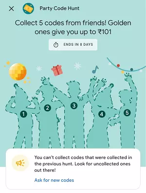 Google Pay Party Code Hunt Offer